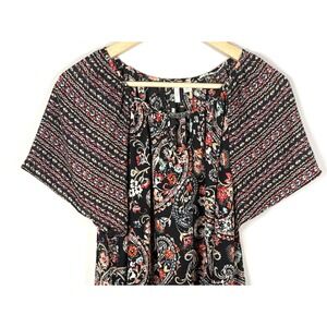 Cato Top Womens 14W 16 W Black Paisley Blouse Flowy‎ Lightweight Lagenlook